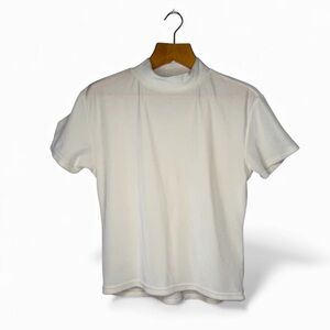 Women’s Mock Neck Velour White Shirt Small